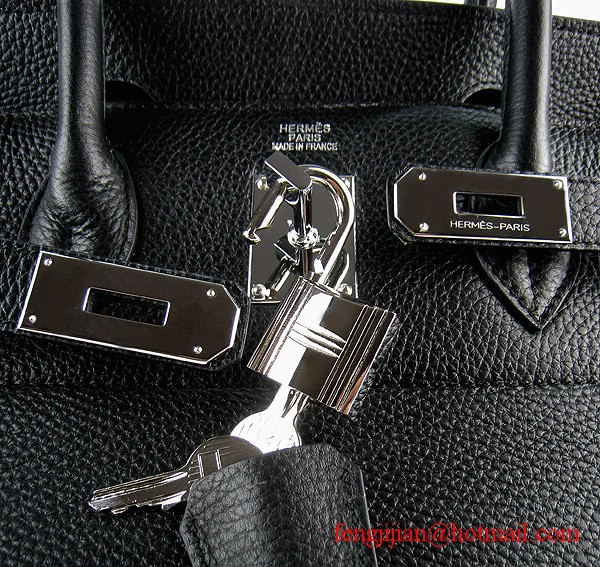 Hermes Birkin 42cm Togo Leather Bag 6109 Black silver padlock